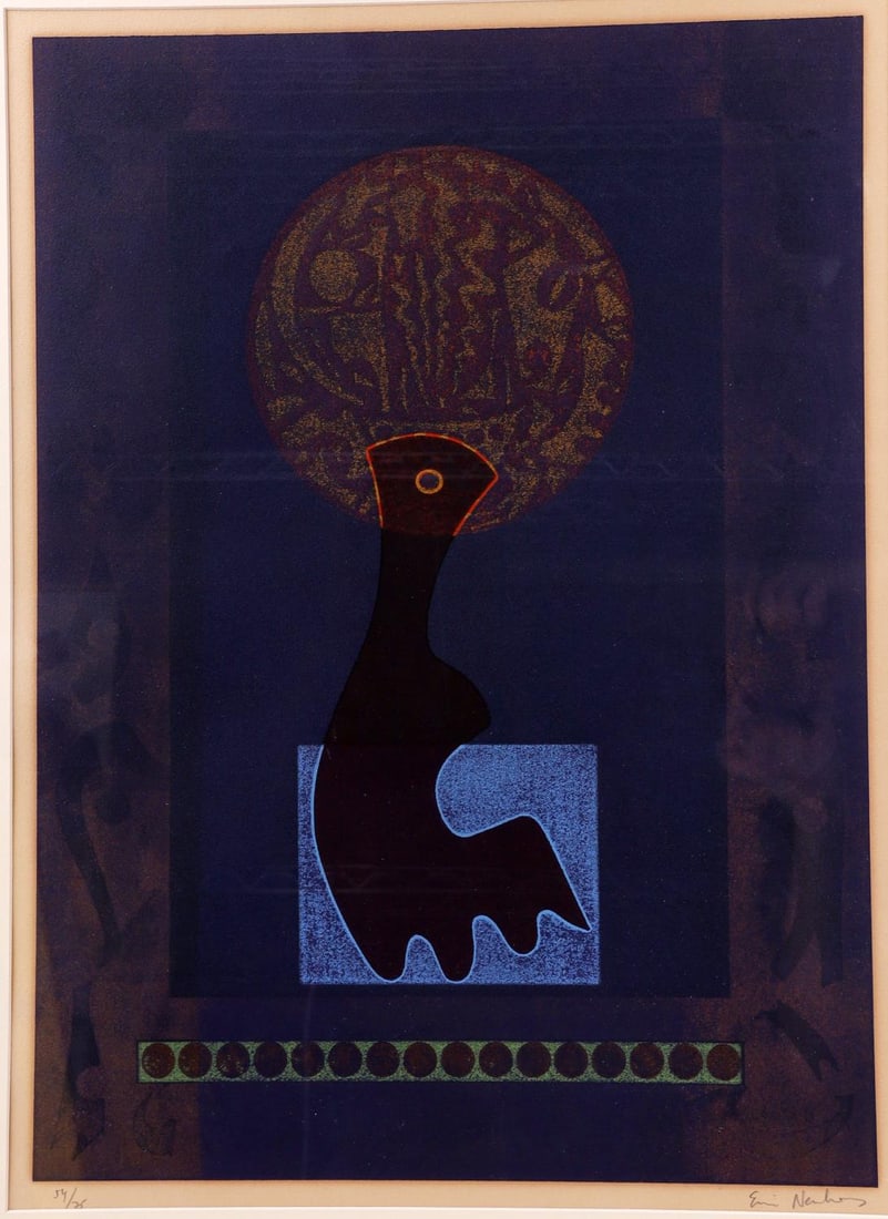 ERVIN NEUHAUS SIGNED AND NUMBERED LITHOGRAPH: Ervin Newhaus signed and numbered lithograph. Signed in pensile on the lower right and left corners. . This print is 54 of 75. Ervin Neuhaus was born in 1928 in Hungary. He studied in Belgrade and Jer