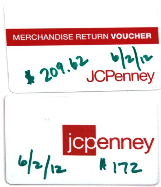 JCPENNY GIFT CARDS $381.62: JC Penny gift cards totaling $381.62.