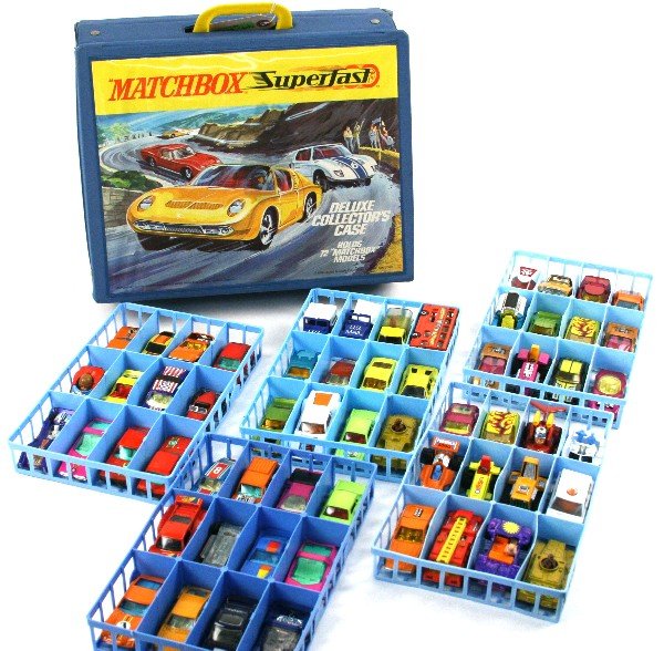 60 1970S LESNEY MATCHBOX CARS WITH CASE: 60 1970s Lesney Matchbox die-cast cars with Matchbox case. All are loose, overall condition is very good - excellent.
