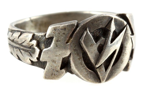 GERMAN THIRD REICH STORM TROOPER SILVER RING: Third Reich SA silver ring stamped 835 inside shank. Size 10.25, weighs 7.6 grams.
