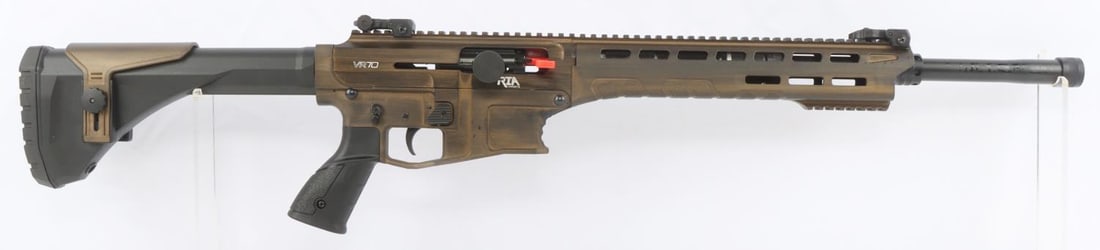 ROCK ISLAND VR70 MAG 12 GAUGE SEMI AUTO SHOTGUN: New in box containing owners manual, polishing tissue, gun tool kit, and two magazines. FFL required for transfer. No international shipping. Know your state laws before bidding. Caliber: 12 Gauge Ser