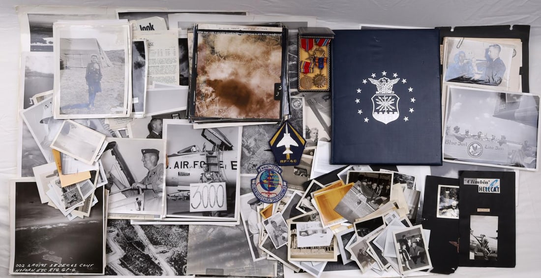 WWII TO VIETNAM COL. PHOTO MEDAL EJECTION ARCHIVE: Colonel Colin J. Walker service 1942 until 1972, medals, not named include Bronze star, Air medal with oak cluster, great detail of Ejection that took place in 1969, WWII crew, nose art and flight pho