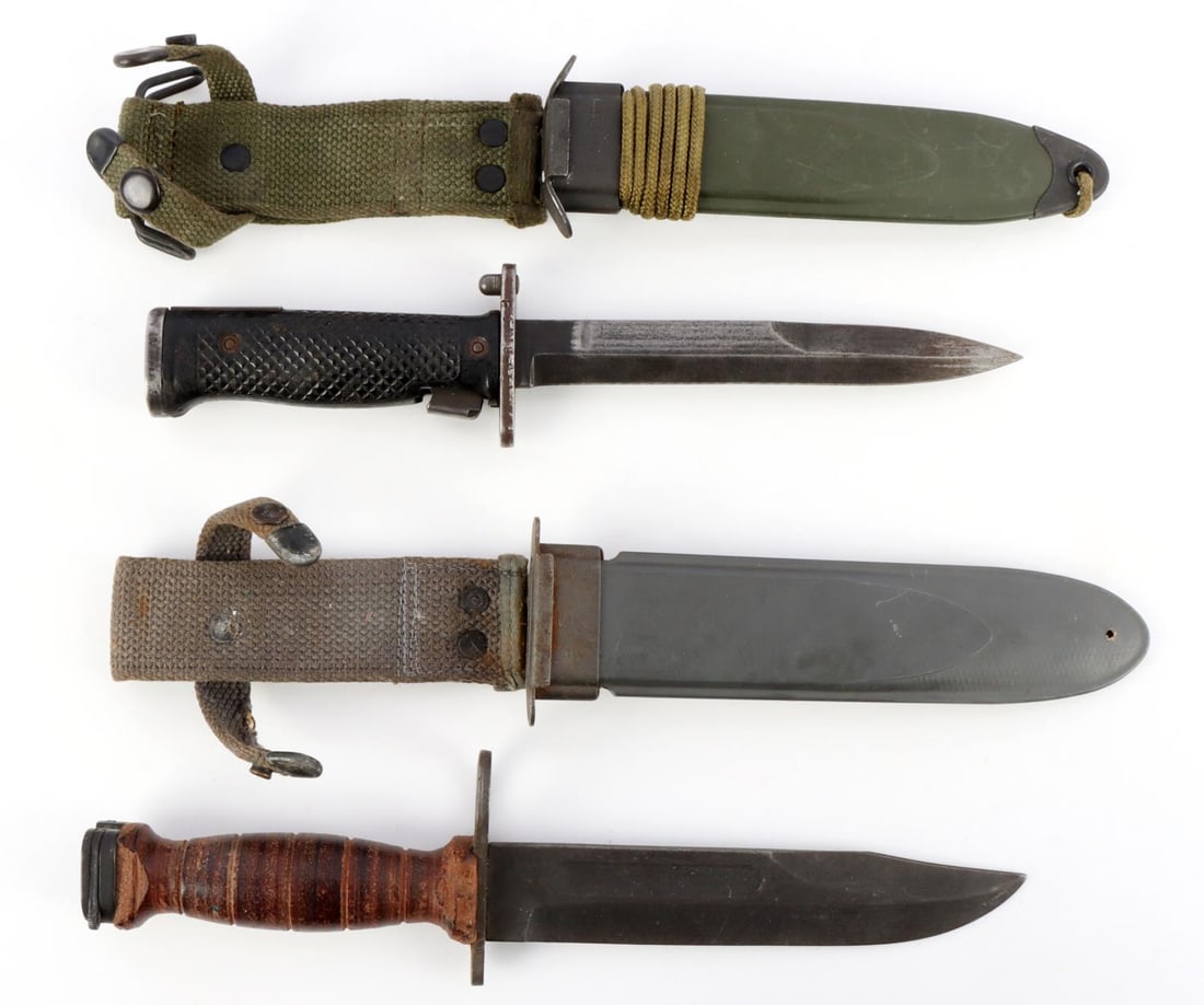 USN MK2 CONETTA US M5A1 IMPERIAL BAYONET LOT: Both very good original condition, each with scabbard.