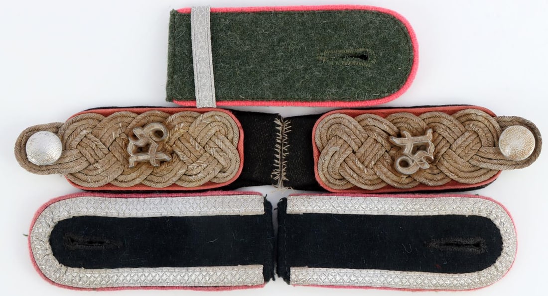 3 SETS WWII GERMAN PANZER SS SHOULDER BOARD LOT: Lot of THREE (3) SS shoulder board sets includes Unterscharfuhrer, NCO Aspirant, and Sturmbannfuhrer (Major). All in very good condition with expected age wear and normal signs of use.