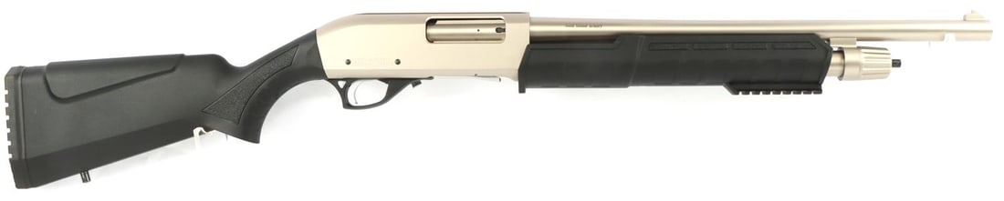 ROCK ISLAND CHROME MERIVA 12 GA PUMP SHOTGUN NIB: New in box model #MR25-P101-MC. Includes owner's manual, tool kit, an extra barrel, and a pistol grip. FFL required for transfer. No international shipping. Know your state laws before bidding. Calibe