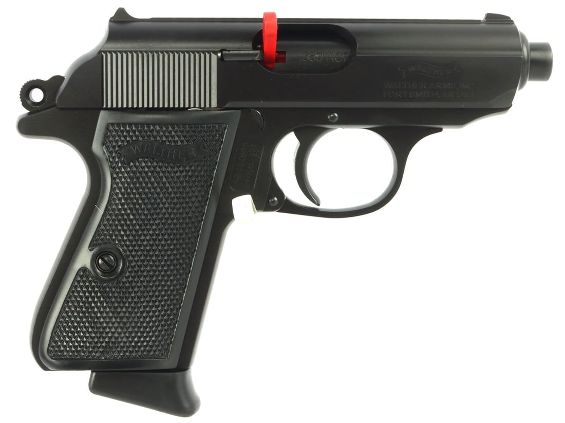 WALTHER ARMS PPK/S SEMI .380 ACP PISTOL W CASE: Stainless steel construction with black finish. 3-inch barrel. Includes two magazines, high-quality fabric lined & latched case, gun lock, manual, and original cardboard outer box. Made in the USA. Re