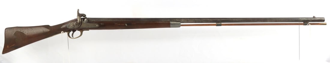 1863 CONFEDERATE TOWER PERCUSSION MUSKET: Barrel measures about 37 1/2 inches long with a dark but clear bore. Action functions without issue at half and full cock. Proof marks on left rear of barrel. Metal finish worn in in many places on ba