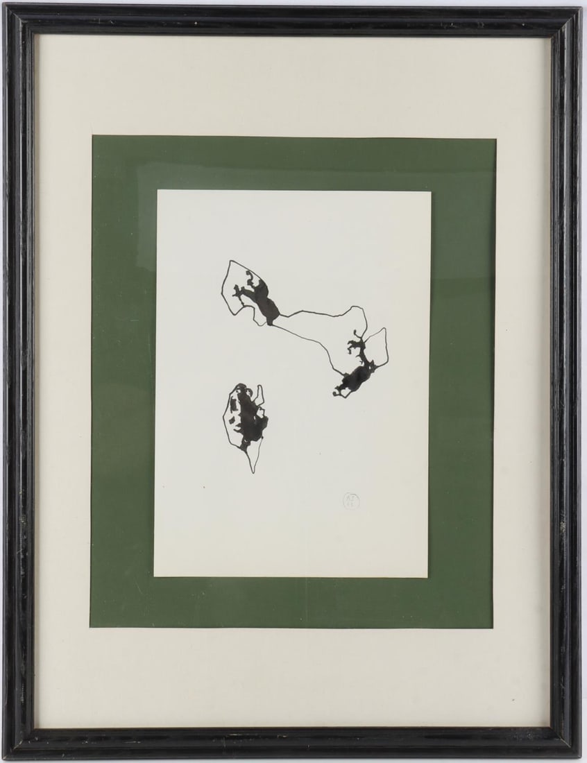 ALINA SZAPOCZNIKOW UNTITLED INK ABSTRACT: Alina Szapocznikow (1926 - 1973), Polish, sculptor and Holocaust survivor. She worked mainly in bronze and stone and her work recalled genres such as surrealism, nouveau realism, and pop art. Abstract