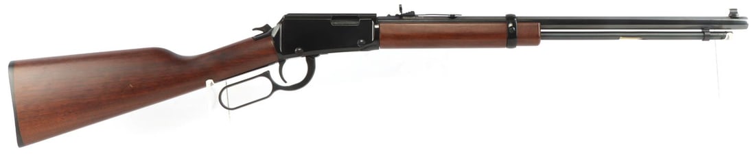 HENRY REPEATING ARMS LEVER ACTION 17 HMR RIFLE: 20 Inch octagon barrel. Walnut stock. 38 inch full length. Very good condition. FFL required for transfer. No international shipping. Know your state laws before bidding. Caliber: 17HMR Serial #: T016