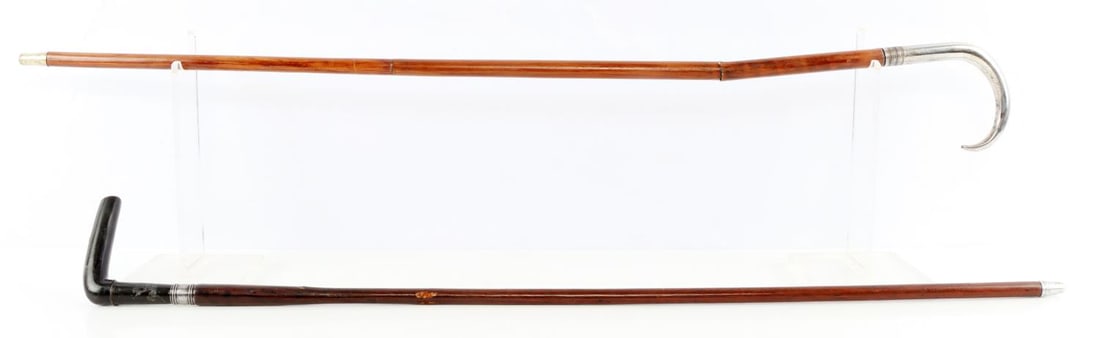 LOT OF 2 ANTIQUE GUN WALKING STICK CANES: Cane is in working condition. Bore measures 19mm and is bright and clear. Stepped wood over metal shaft, ferrule tip is removed and used to cock (pressing up fires it). Cane shaped handle of gun steel