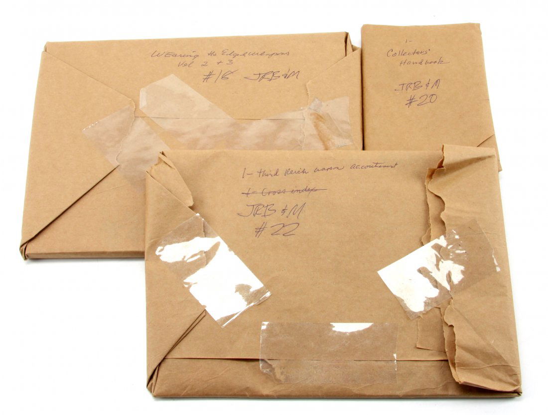 LOT OF JOHNSON MILITARIA REFERENCE BOOKS: Lot of Johnson Militaria reference books, by LTC(ret) Thomas Johnson. Titles are Third Reich Edge Weapon Accoutrements; Wearing The Edged Weapons of the Third Reich, volumes II and III; Collector's Ha