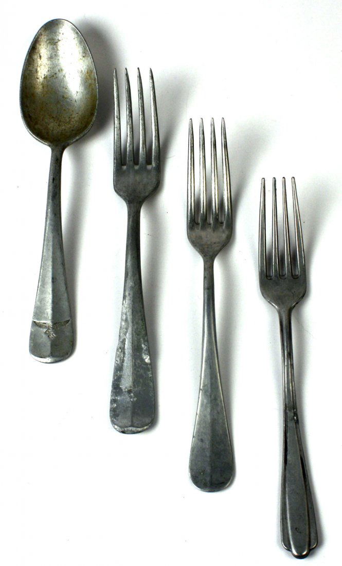 4 ALUMINUM WWI GERMAN FLATWARE ITEMS