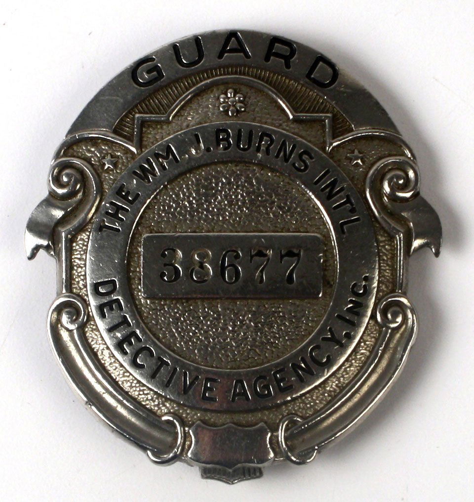 Vintage Burns Intl Detective Agency Badge