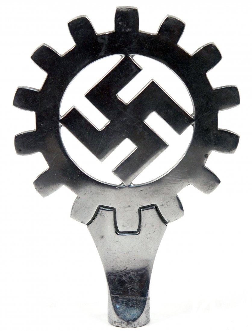 WWII GERMAN DAF FLAG POLE FINIAL: WWII German Third Reich DAF flag pole topper finial, aluminum with threaded base. Measures 8.5 inches.