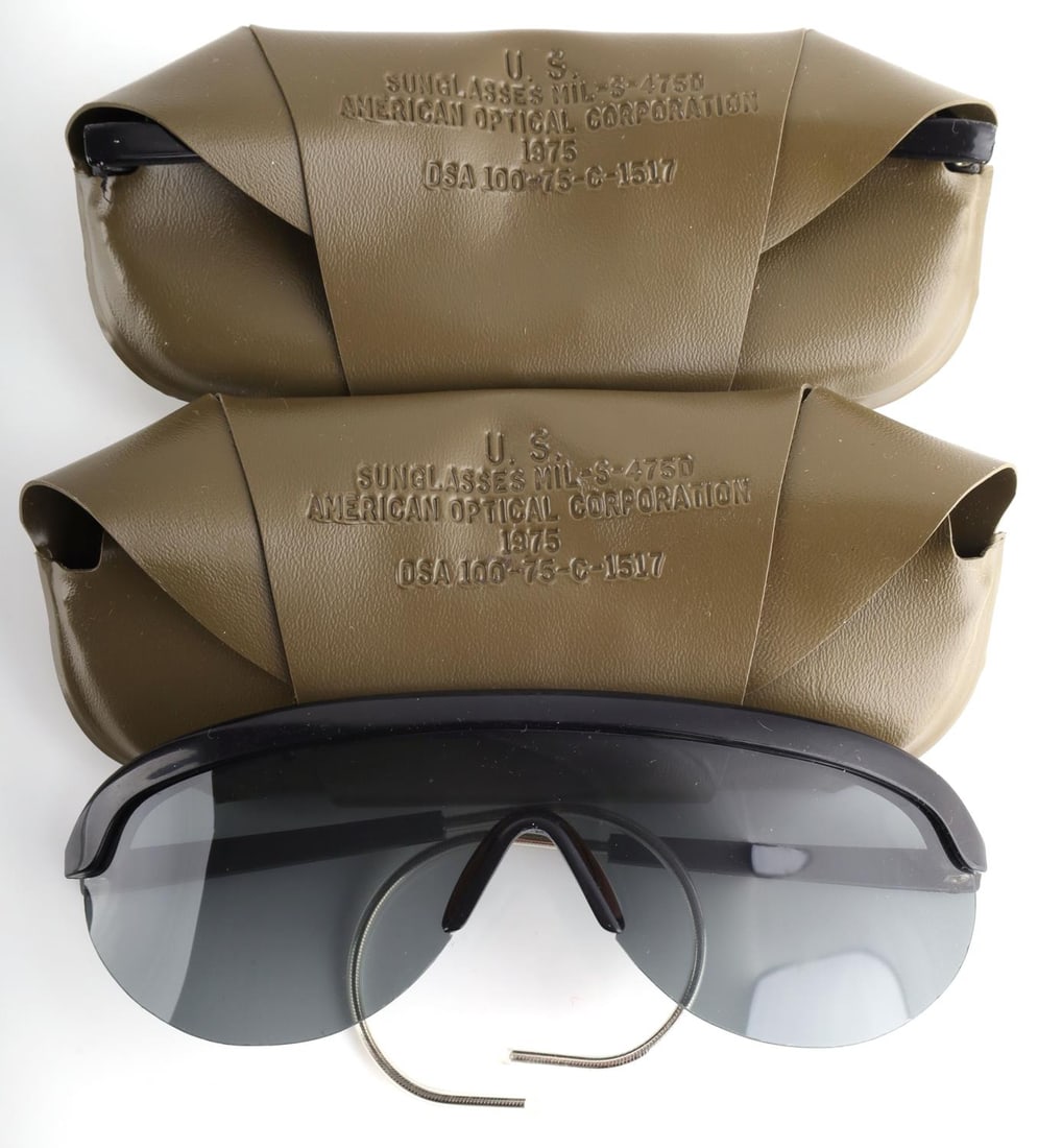 2 PR VIETNAM AMERICAN OPTICAL MILITARY SUNGLASSES: As new with paperwork.