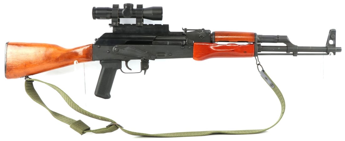 ROMARM CUGIR AK-47 7.62 X 39 SEMI AUTO RIFLE: Bore is bright and clear with good rifling. Mechanically very good and functions without issue. Some finish loss on exterior wood and steel. Leapers 4X20 scope with tactical rail mounted on top. FFL r