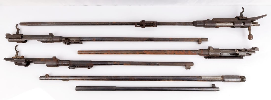 WWII JAPANESE ARISAKA BARRELS SPANDAU & BRAZIL: Includes 5 Arasaka barrels without Mums, a Spandau barrel, and a Brazilian Mauser barrel. All with significant surface wear and finish loss.