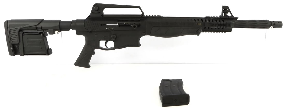 HATSAN ESCORT VTS SDX12 SEMI AUTO AR 12 GA SHOTGUN: Bore is bright and clear. Mechanically very good, functions without issue. Includes two magazines, one in stock. Very good overall condition. FFL required for transfer. No international shipping. Know