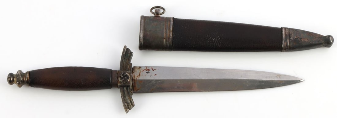 WWII GERMAN REICH MINIATURE DLV DAGGER: Measures 8 inches long in total. With scabbard. Good overall condition. No markings.