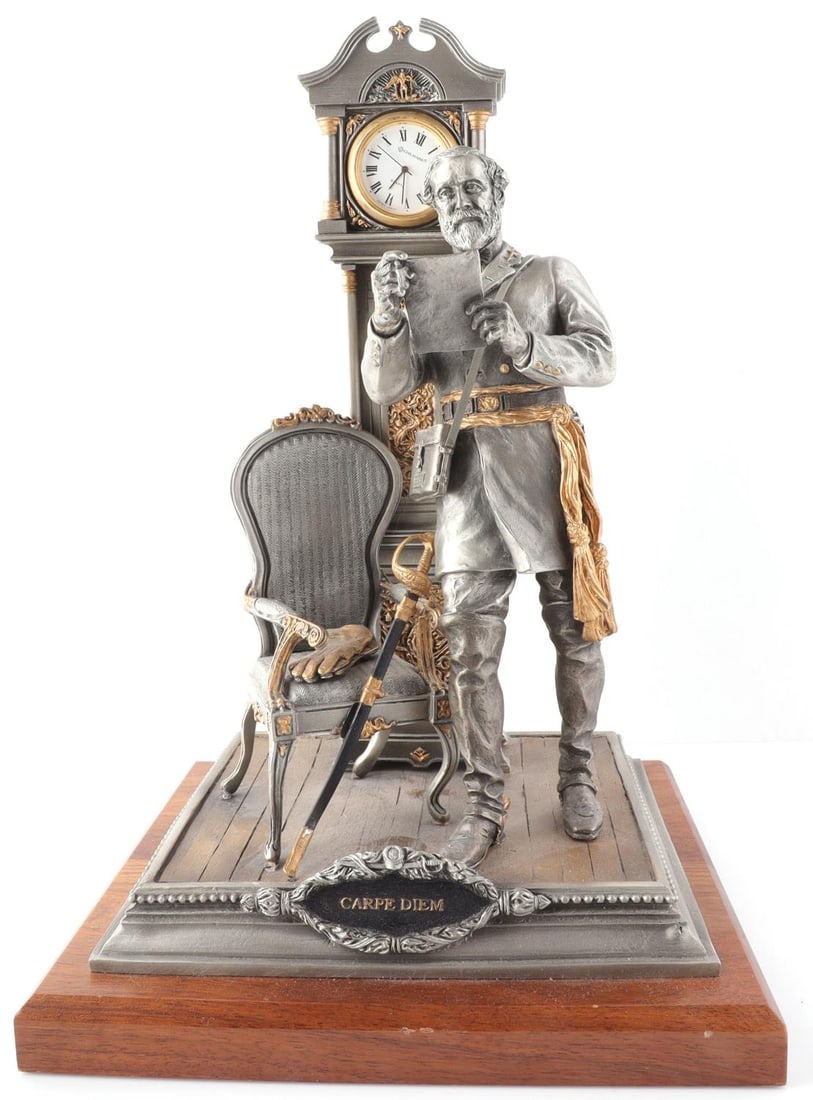 CHILMARK PEWTER ROBERT E. LEE 117/1500 LIMITED ED.: The sword is detached from chair, a scratch behind Carpe Diem, and one reverse, stands 11 inches.