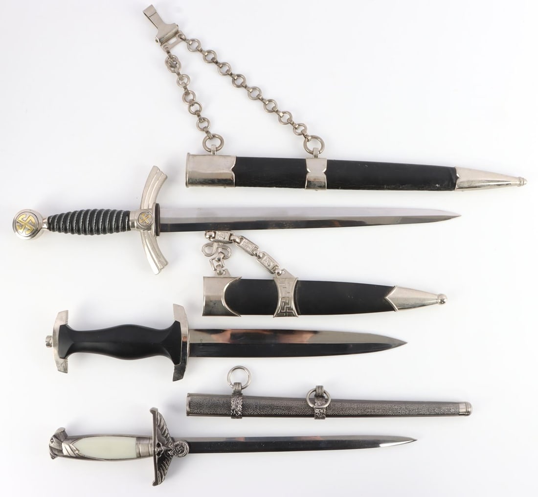 3 POST WWII GERMAN DAGGER LOT SS LUFTWAFFE: Also Diplomat dagger, quality post-war constructions.