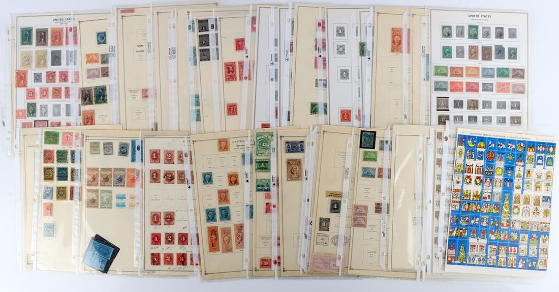 100'S OF U.S. STAMPS SPECIAL ISSUES 1842 & LATER: Rare grouping of special issued, most are cancelled but not all, on Scotts pages, most are hinged partial listing include Carrier stamps including 53L1, Revenue, special Delivery, STAMPS, Telegraph st