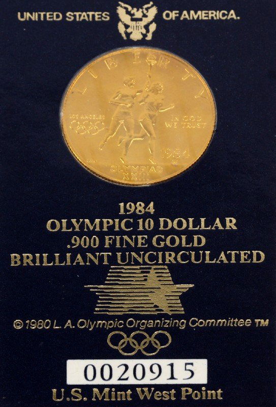 1984 W GOLD LOS ANGELES OLYMPIC 10 COIN