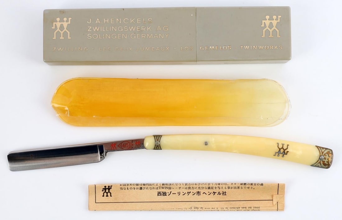J.A. HENCKELS TWINWORKS 415 STRAIGHT RAZOR NEW: Vintage but new with paperwork, Faux MOP grip, as new.