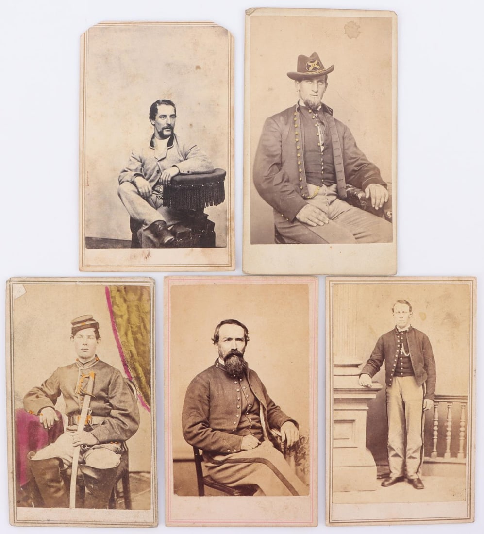 5 CIVIL WAR CDV PHOTOGRAPH LOT NAMED CAV ART: 4 of the 5 are named, the Cavalry soldier is 4th Mass. battery, as is the Artillery officer, Salem and Boston Mass. studios. All good original condition.