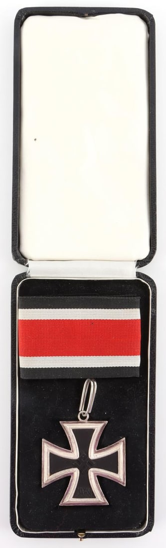 WWII GERMAN THIRD REICH KNIGHTS IRON CROSS: Silver frame. Magnetic core. Marked 800 and L/12. It measures 1 7/8 inches. Weighs 23.7 grams. Unauthenticated, sold as is. This lot has a reserve.