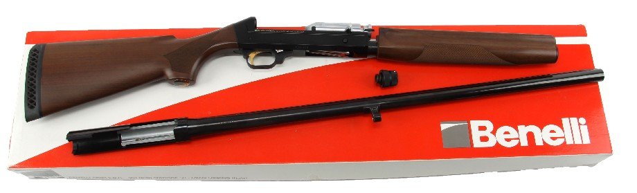 HECKLER & KOCH BENELLI BLACK EAGLE 12 GA SHOTGUN: Heckler & Koch Benelli Black Eagle 12 gauge semi automatic sporting shotgun. 28 inch vent rib barrel, chambered for 2 3/4 or 3 inch shells. High polish blue, with walnut stock. Appears unfired, in as