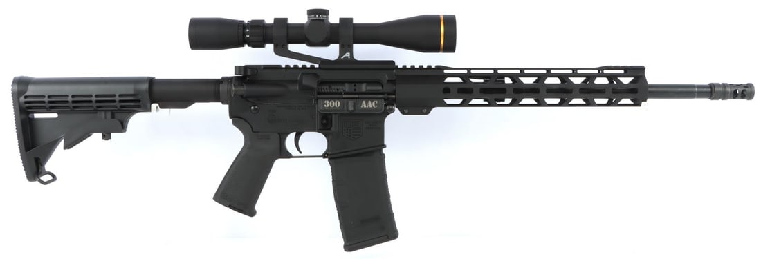 DIAMONDBACK .300 AAC DB15 SEMI AUTO RIFLE: Barrel measures about 16 1/2 inches, bore is bright and clear with good rifling. Mechanically very good, functions without issue. Leupold VX Freedom 3-9X40 mounted on upper rail with very clear optics