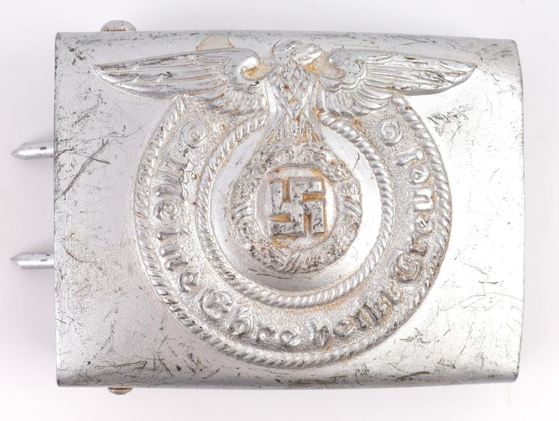 WWII GERMAN THIRD REICH SS EM BELT BUCKLE: Steel construction. Measures 2 1/2 inches.
