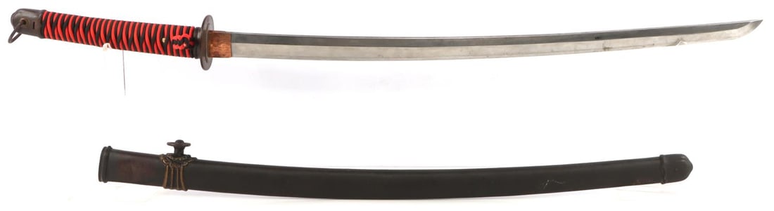 IMPERIAL JAPANESE NCO SHIN GUNTO KATANA SWORD: Steel blade. No arsenal markings or serial numbers. Tang is good and not cut but also not signed. Housed in steel saya. Tsuka was re-wrapped with paracord. It measures 39 1/4 inches overall.