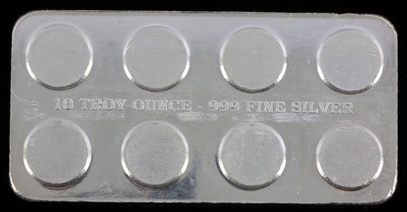 10 OZ .999 FINE SILVER INGOT STACKING BULLION BAR: Electronically tested .999 fine silver bar. Purchased through the refinery. THIS LOT HAS A RESERVE