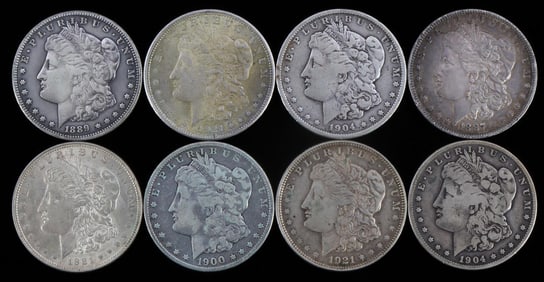 MORGAN DOLLAR U.S. 90% SILVER COIN LOT OF 8