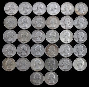 32 $8 FACE 90% SILVER COINS WASHINGTON QUARTERS