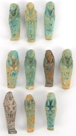 10 DUG EGYPTIAN FAIENCE FIGURE LOT