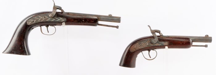 TWO UNKNOWN MODERN PERCUSSION PISTOLS