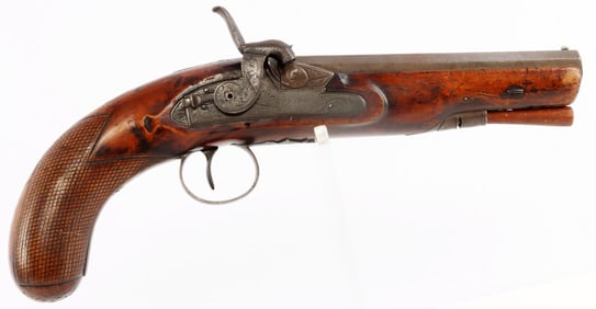 19TH CENTURY CLARK PERCUSSION PISTOL NEEDS REPAIR