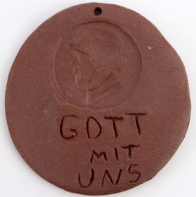 WWI GERMAN CLAY "GOTT MIT UNS" M18 TRENCHART