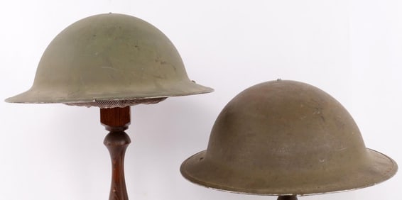 2 WWI AEF DOUGHBOY BRODIE HELMET LOT