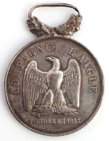 19TH CENT FRENCH FIRE INSURANCE SILVER MEDAL AIGLE