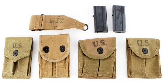 WWI & II US BRITISH WEB POUCHES AND STRAP LOT
