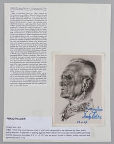 FRANZ HALDER NAZI CHIEF OF STAFF SIGNED AUTOGRAPH