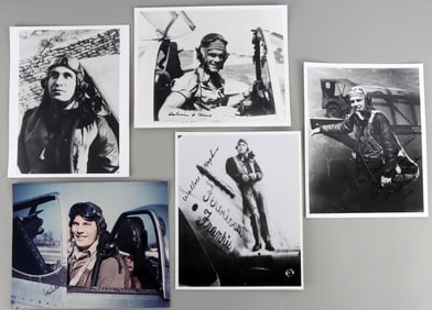 WWII US FAMOUS PILOTS & ACES SIGNED PHOTOGRAPHS