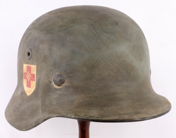 WWII GERMAN RED CROSS M40 STAHLHEIM HELMET