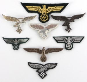 8 WWII GERMAN REICH HEER & LUFTWAFFE EAGLE BADGES