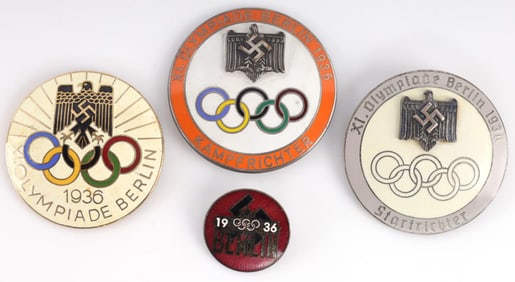 LOT OF 4 WWII GERMAN BERLIN OLYMPICS BADGES