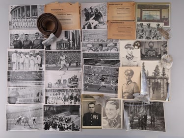 WWII GERMAN MEDALS & OLYMPIC PHOTOS & RAD BUCKLE